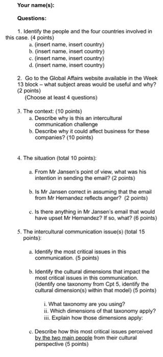 Case #2 - A Cross Cultural Business Problem The