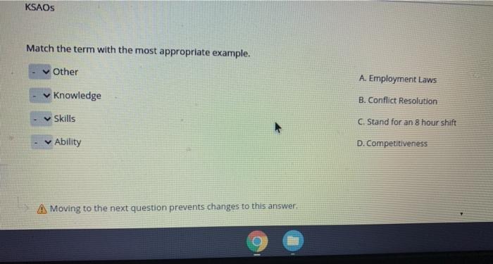 KSAOs Match the term with the most appropriate