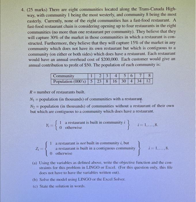 q4 solve using lingo only( not excel solver) or