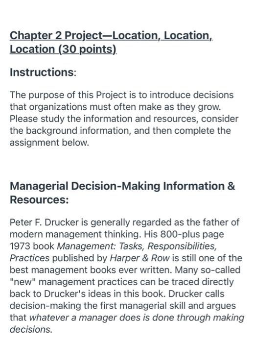 Chapter 2 Project-Location, Location, Location