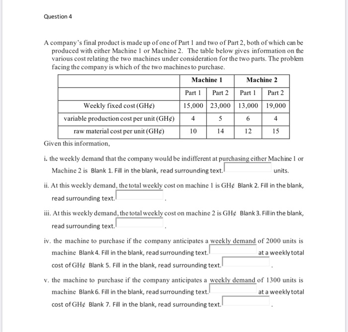Question one The following gives processing time,