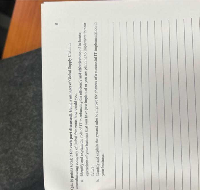 Q4. (4 points total; 2 for each part discussed).