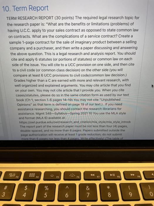 10. Term Report TERM RESEARCH REPORT (30 points)