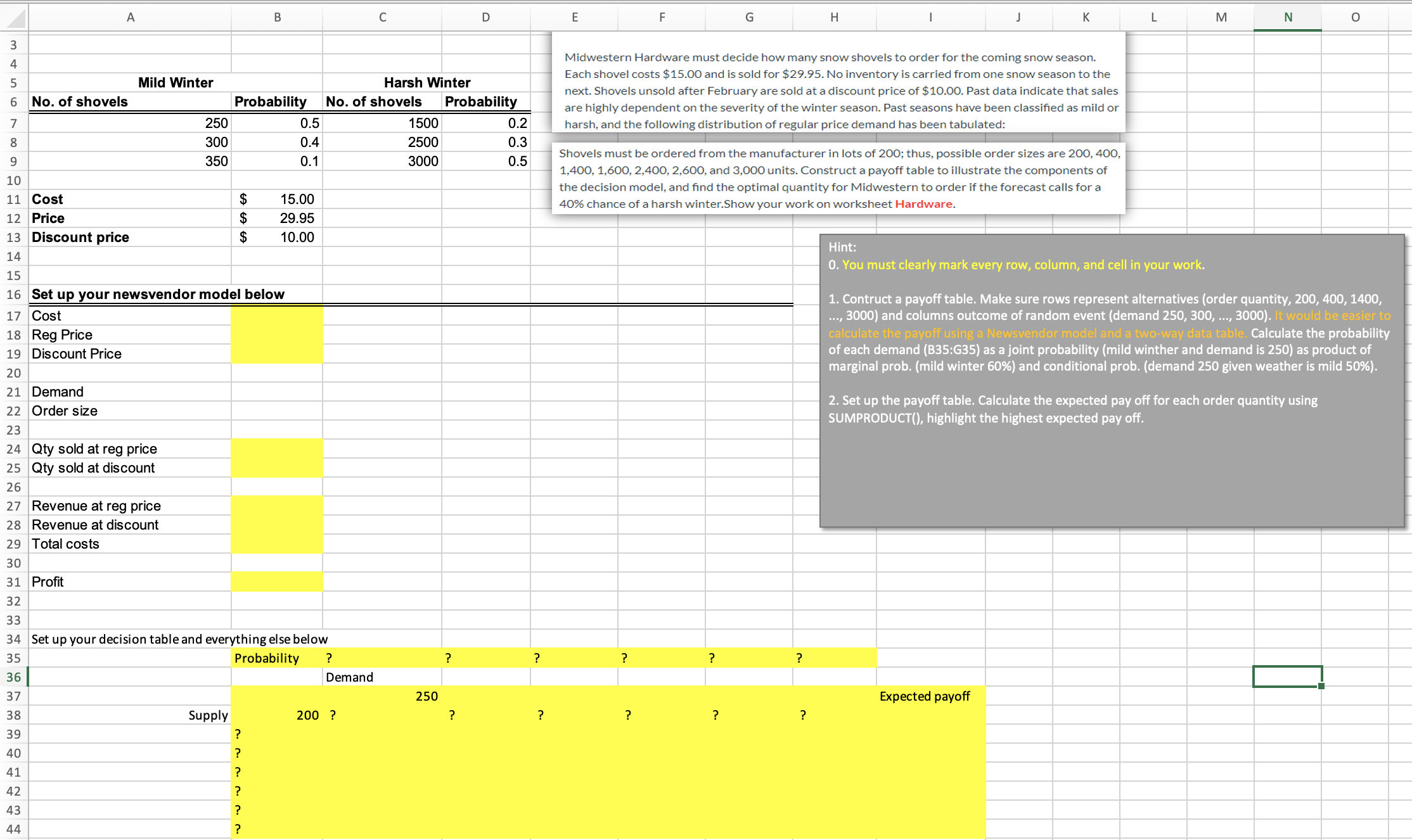 3 4 5 6 A Mild Winter B Probability 250 300 350