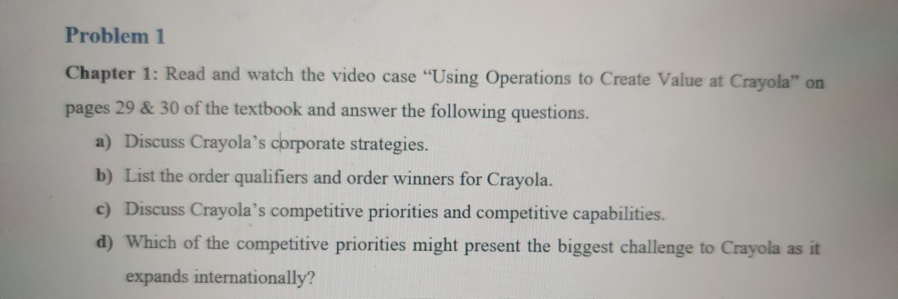 Problem 1 Chapter 1: Read and watch the video