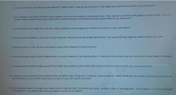 USING SOCIAL MEDIA IN YOUR JOB SEARCH 1. Do you