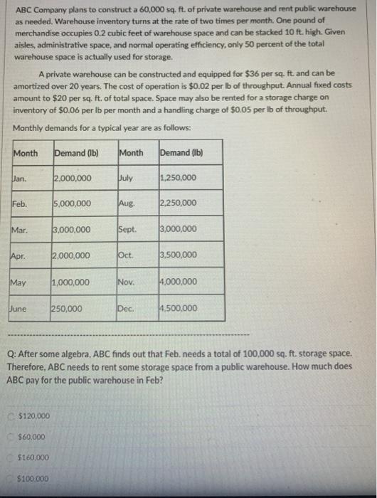 ABC Company plans to construct a 60,000 sq. ft.