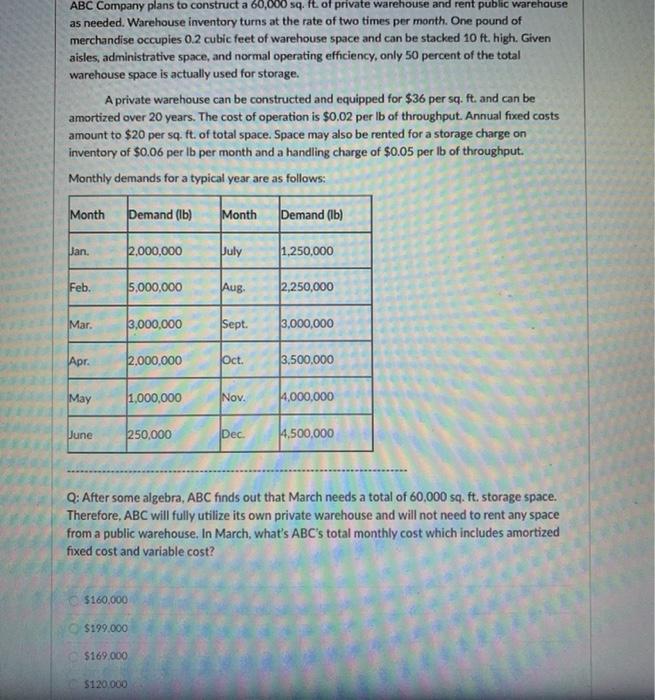 ABC Company plans to construct a 60,000 sq. ft.