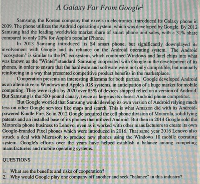 A Galaxy Far From Google? Samsung, the Korean