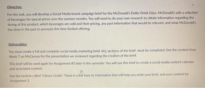 Objective: For this task, you will develop a