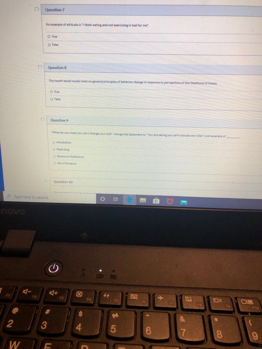 Question 7 An example of attitudes think eating