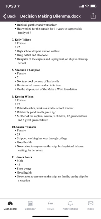 10:28 4 < Back Decision Making Dilemma.docx 6