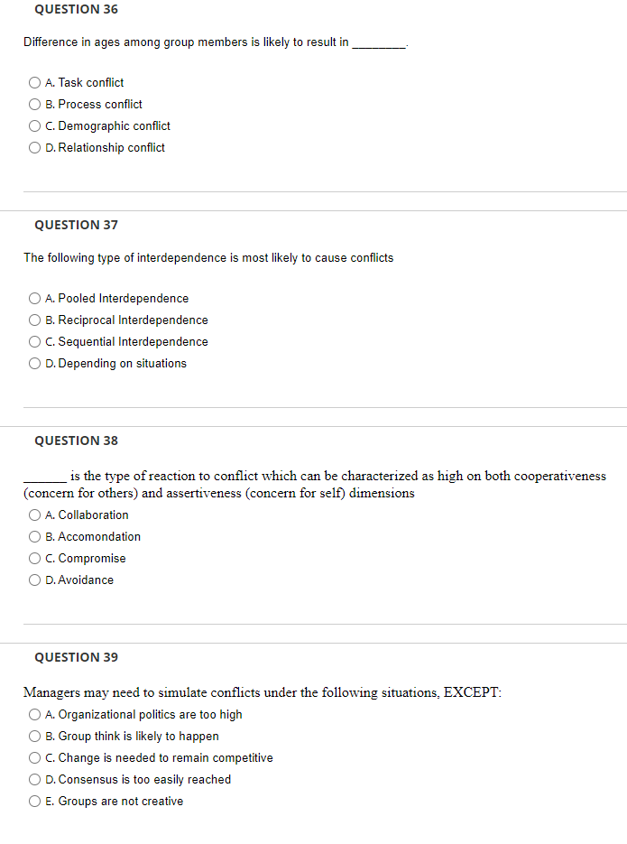 QUESTION 36 Difference in ages among group