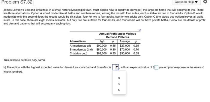 Problem S7.32 Question Help James Lawson's Bed