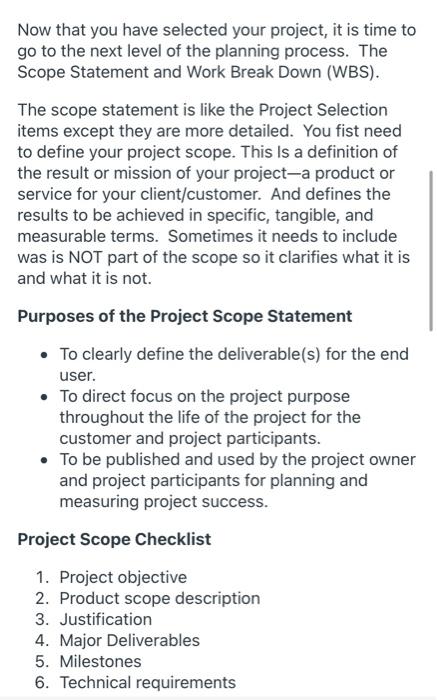 Now that you have selected your project, it is