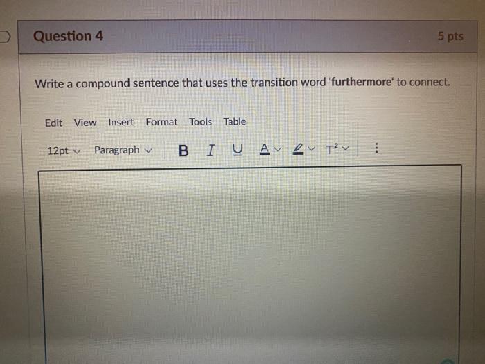 i eant three three example Question 4 5 pts Write