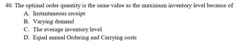 Below is output from QM for a Basic EOQ Model