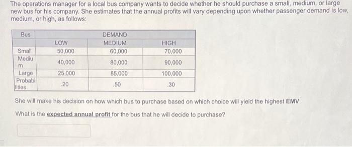 The operations manager for a local bus company