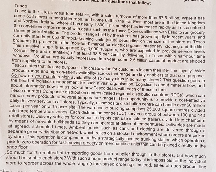 Differentiate between Tesco's logistics and