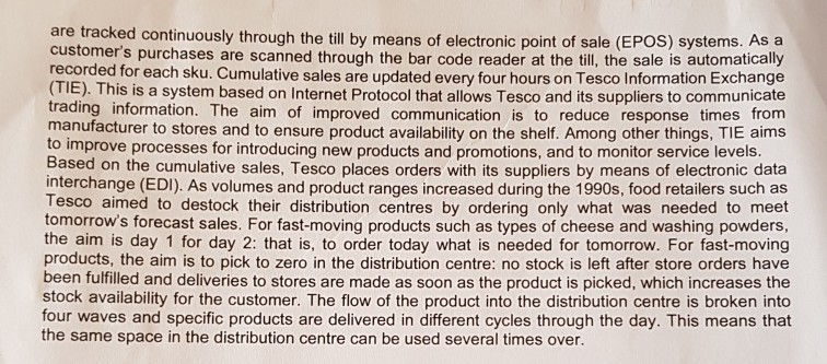 Differentiate between Tesco's logistics and
