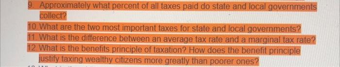 9. Approximately what percent of all taxes paid