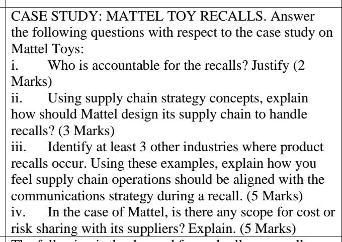 CASE STUDY: MATTEL TOY RECALLS. Answer the