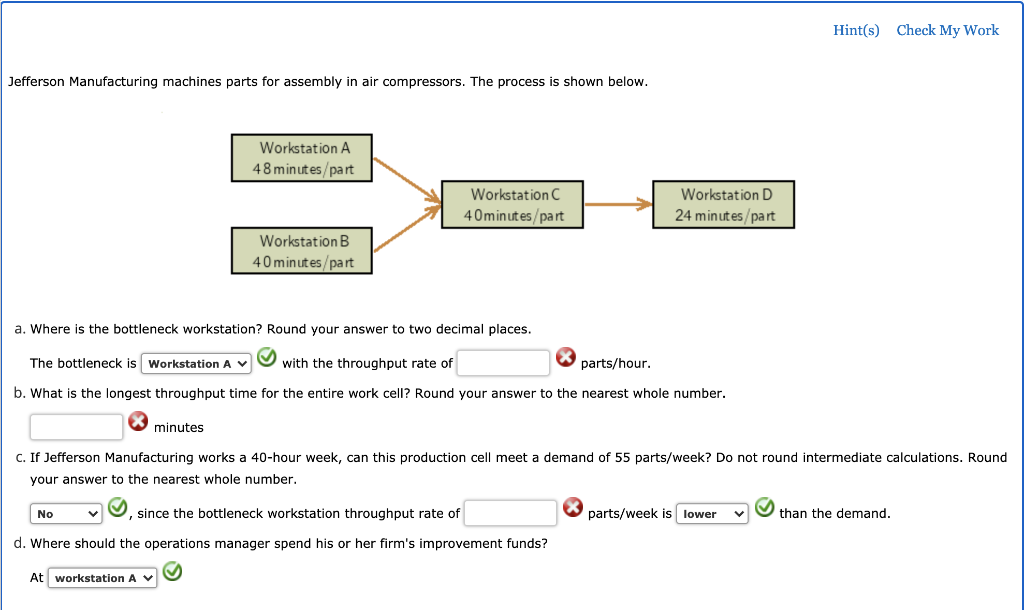 Hint(s) Check My Work Jefferson Manufacturing