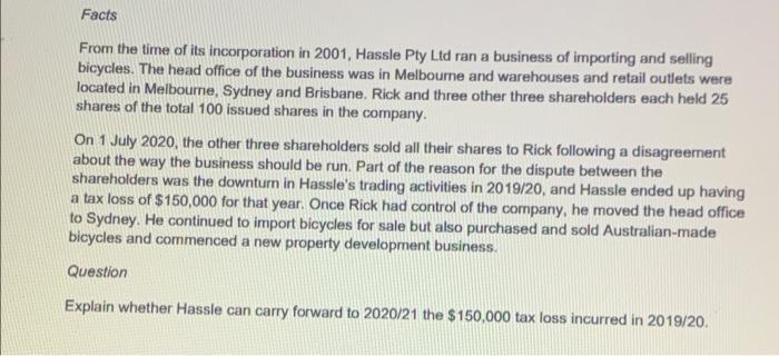 Facts From the time of its incorporation in 2001,