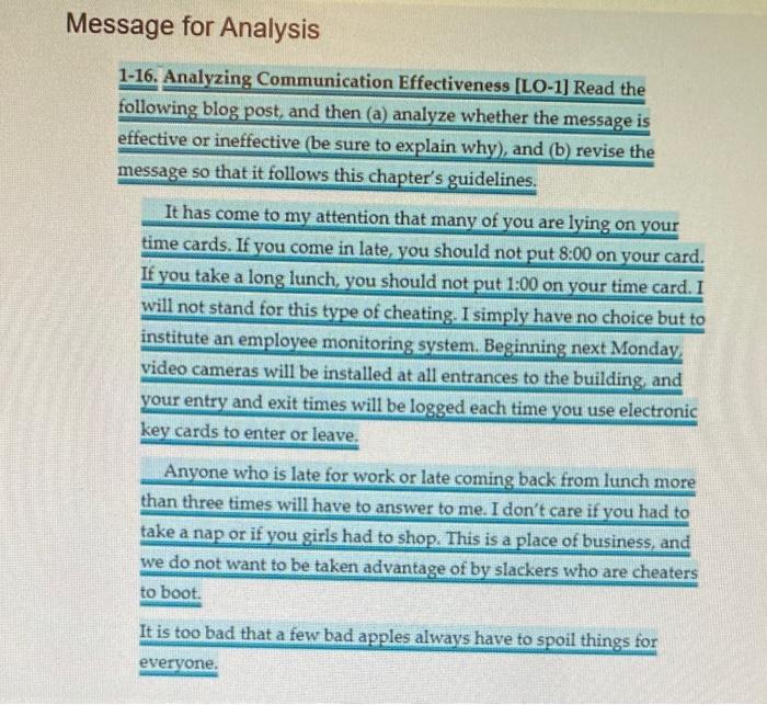 Message for Analysis