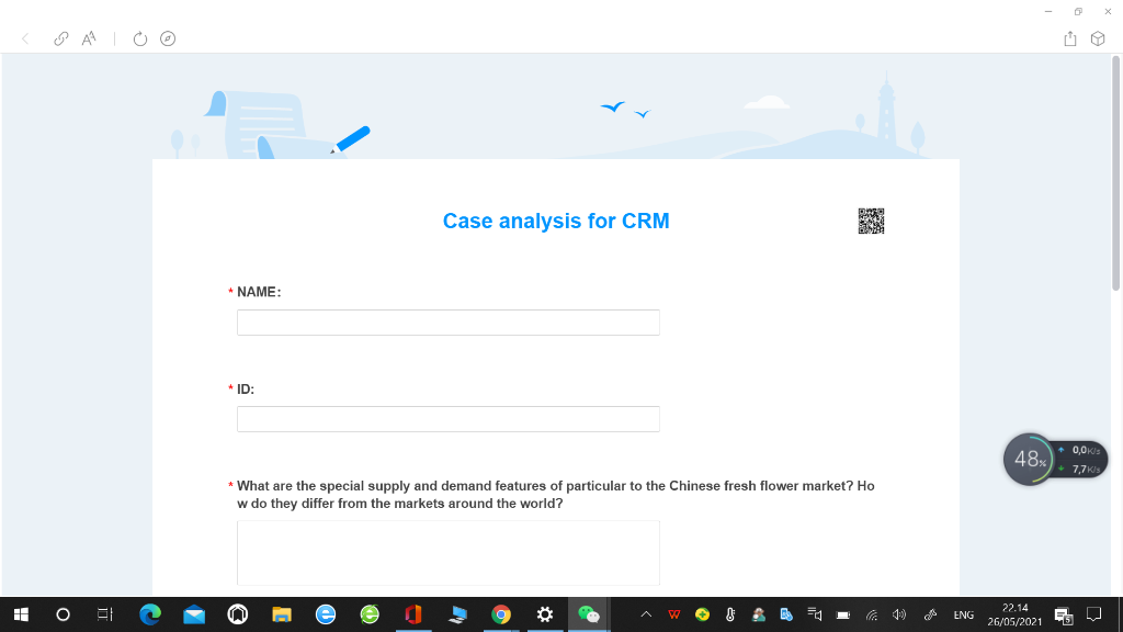 Case analysis for CRM * NAME: * ID: + 0,05 48% +