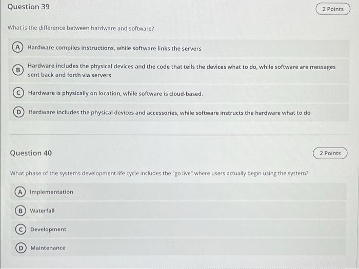 Question 31 2 Points What was the purpose of