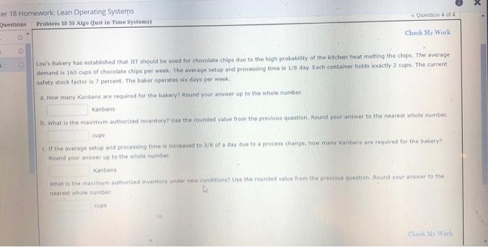 Please help with A B and C er 18 Homework: Lean