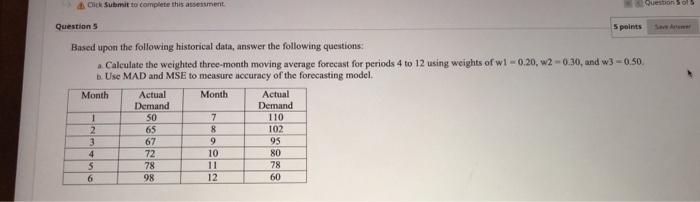 Click Submit to complete this assessment Question