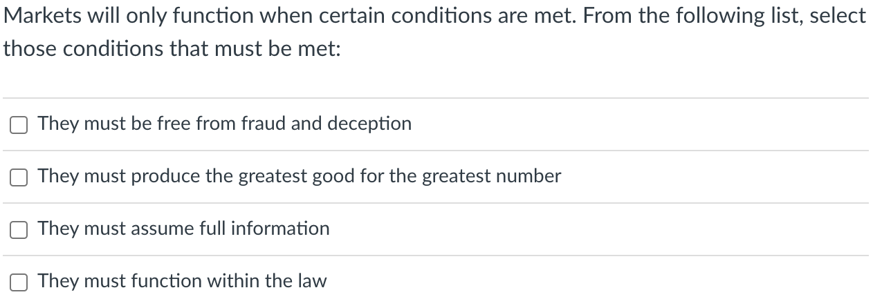 Markets will only function when certain