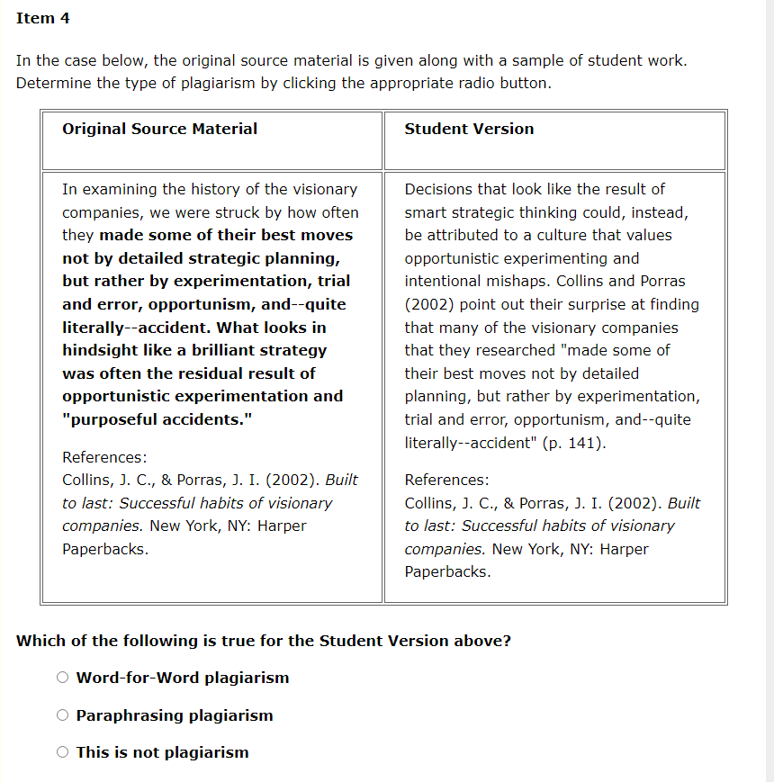 In the case below, the original source material