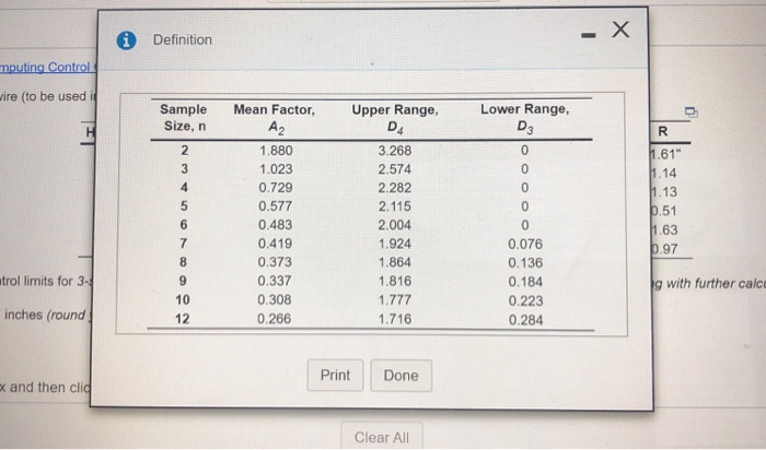 Refer to Table 56.1 - Factors for Computing