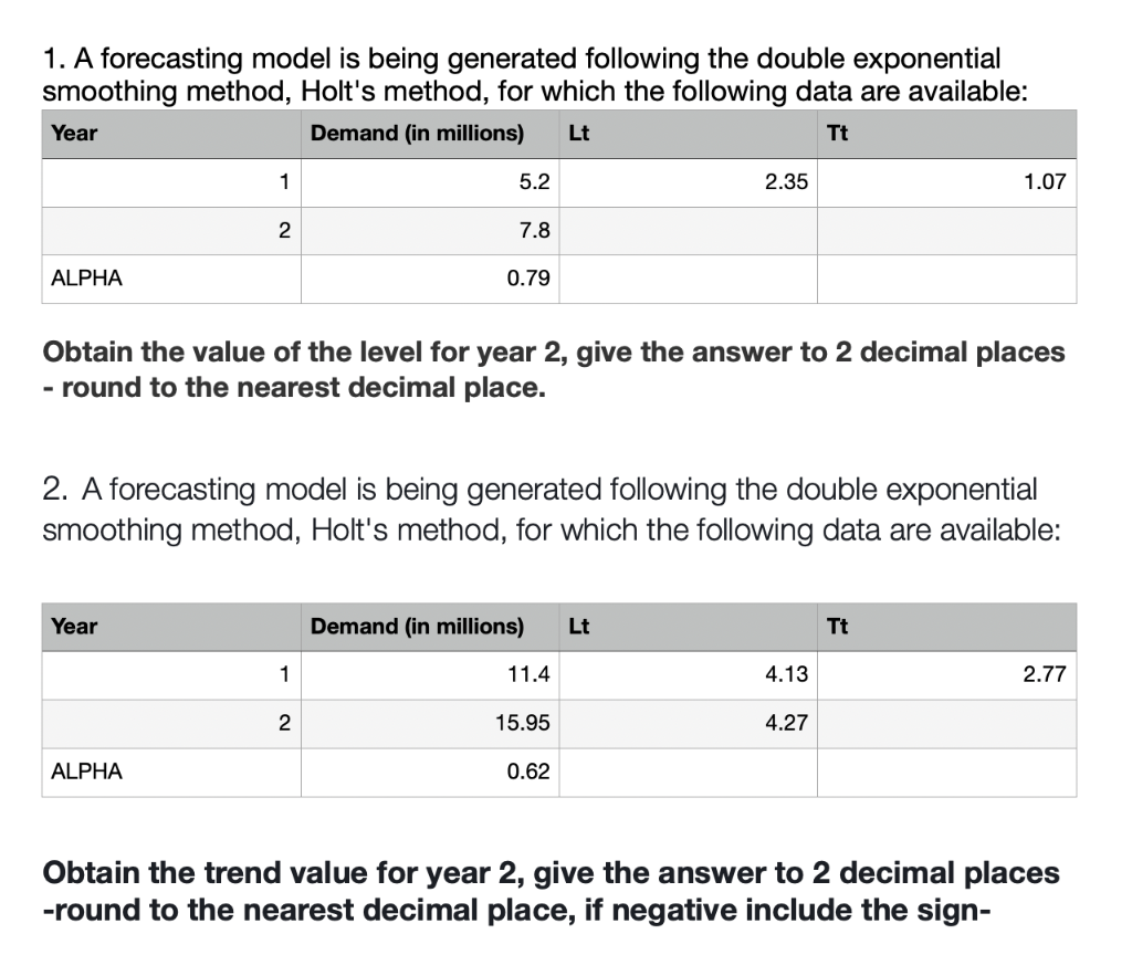 1. A forecasting model is being generated