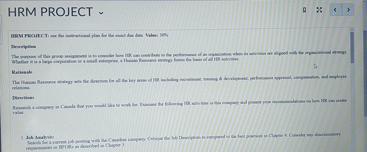 Human resource management project. pls help to