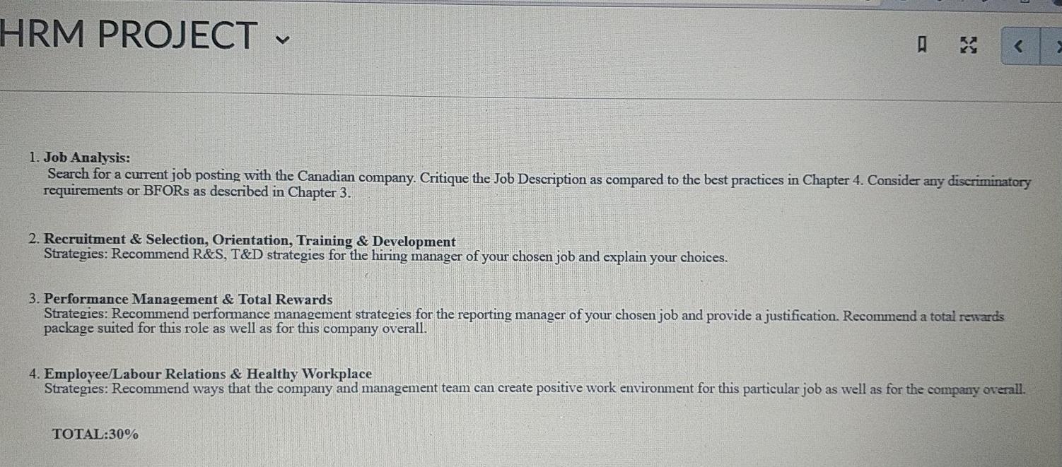 Human resource management project. pls help to