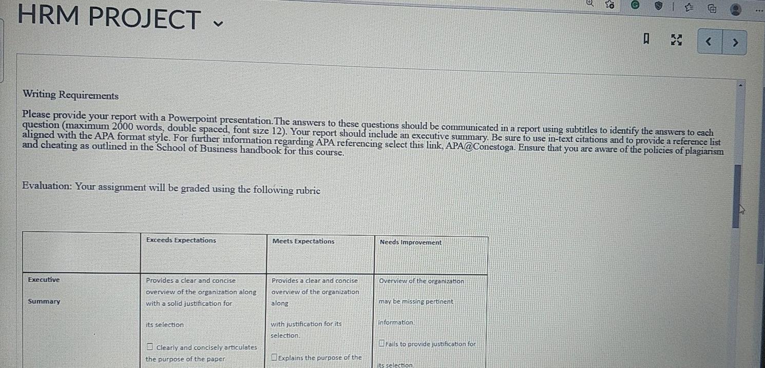 Human resource management project. pls help to