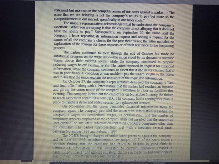 Assignment 1: Case study Bad Faith Bargaining