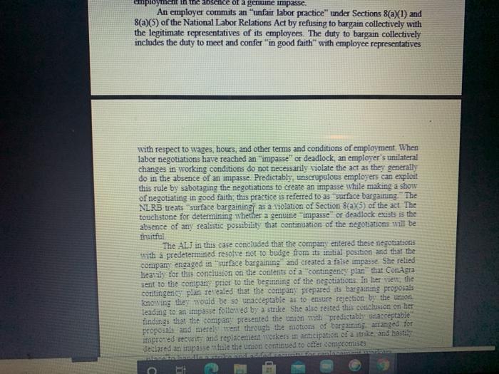 Assignment 1: Case study Bad Faith Bargaining