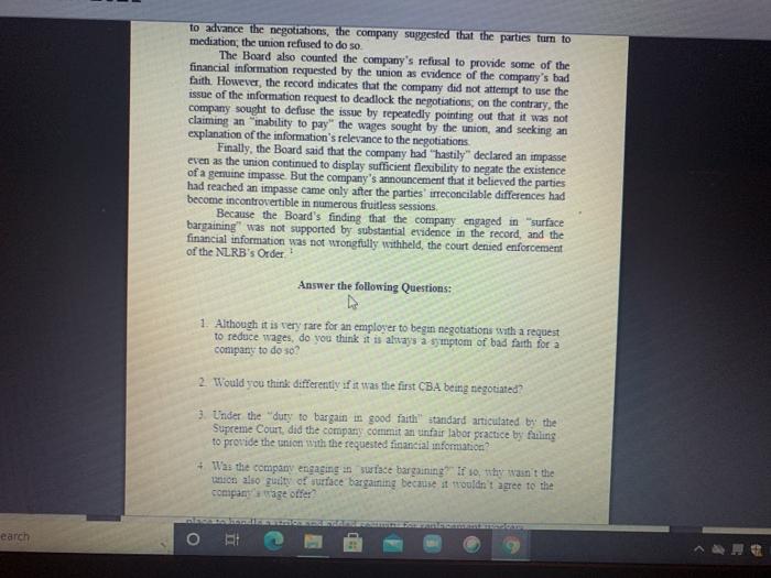 Assignment 1: Case study Bad Faith Bargaining