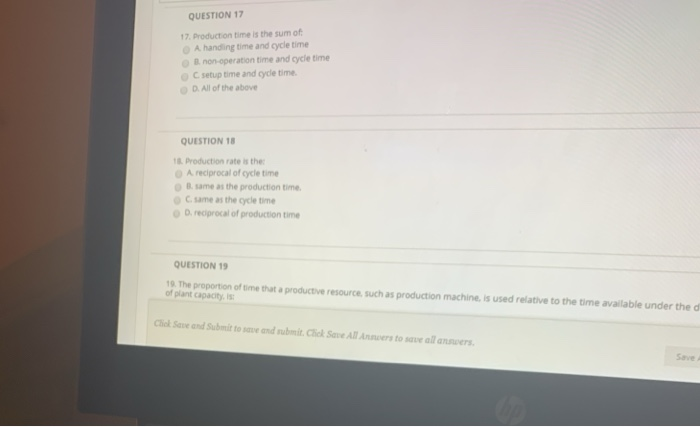 QUESTION 15 15. The time that one work unit