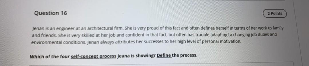 Question 16 2 Points Jenan is an engineer at an