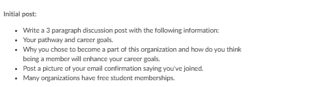 Initial post: Write a 3 paragraph discussion post