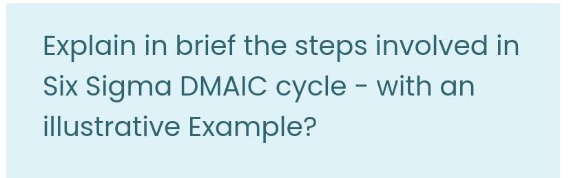 Explain in brief the steps involved in Six Sigma