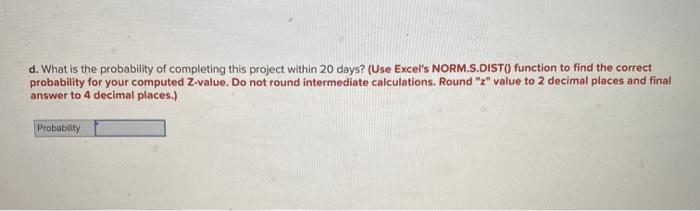 The following represents a project that should be