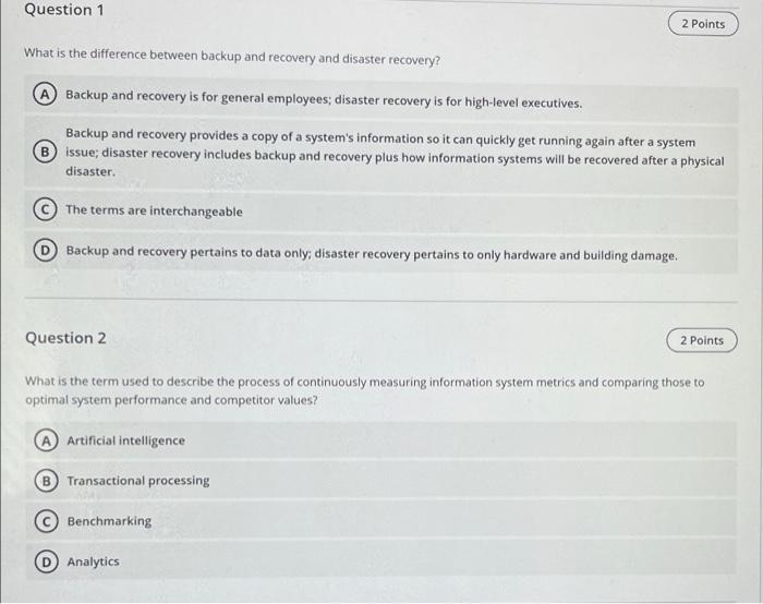 Question 1 2 Points What is the difference