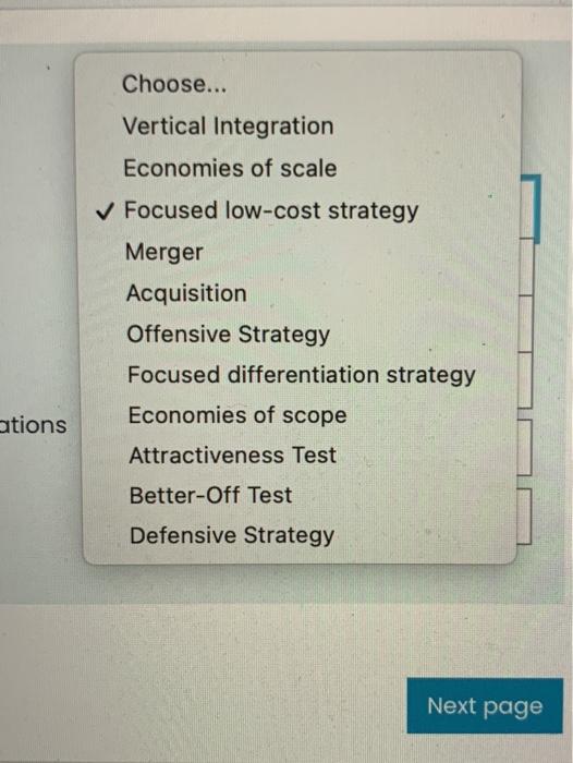 Matching Section Please choose the BEST answer